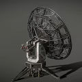 Parabolic Satellite Antenna With Metallic Frame Structure And Support Stand 3d model