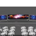 Contemporary Stage Design With Large Colorful Cloud Screens And Lighting Reflections