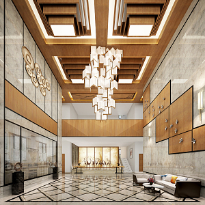 New Chinese Lobby Hall 3d model