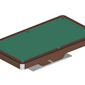 Modern Wooden Pool Table With Green Felt Surface And Sturdy Metal Legs