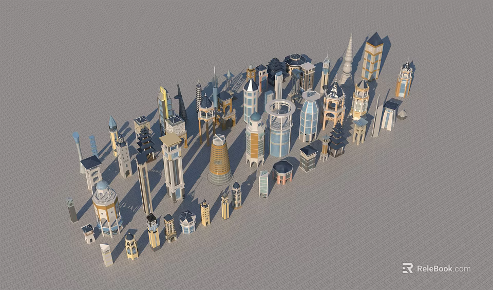 Collection of Diverse 3D Tower Models with Various Architectural Styles 3d model