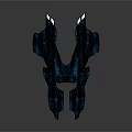 Black And Blue Irregular Structural Components With Abstract Design Features