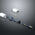 Industrial Equipment Parts With White Cylindrical Casings Metal Connectors And Conical Tips