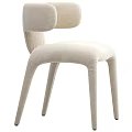 Modern Brown And White Dining Chairs With Curved Legs And Ergonomic Backrest