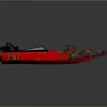 Red Watercraft Hull With Metal Frame And Deck Details For Marine Activities