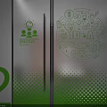 Green Glass Door Decorative Stickers With Creative Icons IDEA Lettering And Number 2