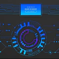 Tech Inspired Interface With Blue Purple Lines And Circular Dashboard Circuit Board Design 3d model