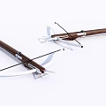 Wooden Crossbow Weapon Design Featuring White Strings And Metal Components 3d model