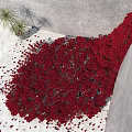 Red Rose Petals Waterfall Decoration With Gray Wall White Pot And Palm Plant