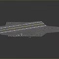 Modern Aircraft Carrier Model With Gray Deck Yellow Runway Lines And Red Hull