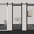 Modern Glass Barn Doors With Black Sliding Track For Interior Design