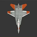 White And Orange Fighter Jet Model With Tail Wing And Shiny Surface