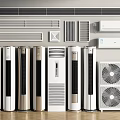 Modern Home Cooling Appliances Featuring Standing Wall Mounted Air Conditioners And Fans