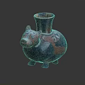 Animal Shaped Ceramic Vase With Red And Blue Patterned Bear Standing On Four Legs