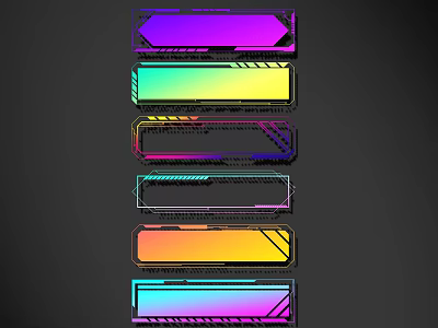 Decorative Lines With Gradient Colors And Geometric Banners On Dark Background 3d model