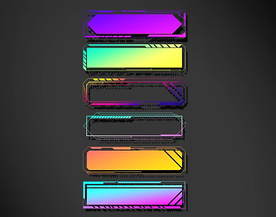 Decorative Lines With Gradient Colors And Geometric Banners On Dark Background 3d model