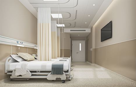 modern ward hospital ward hospital bedside instrument medical facility bed 3d model