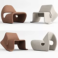 Brown and Beige Modern Minimalist Leisure Chairs With Unique Curved Design