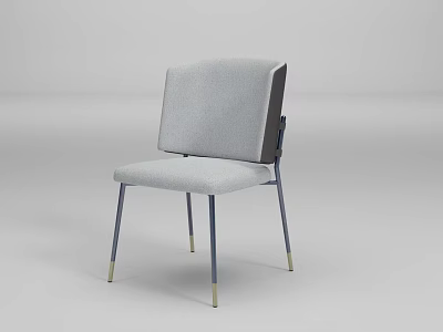 Modern Light Gray Fabric Dining Chair With Metal Legs And Simple Design 3d model