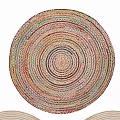 Woven Round Rugs in Neutral and Multi Colored Hues Stacked for Stylish Home Decor
