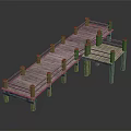 Wooden Dock Structure Design With Railings Support Posts And Plank Floor 3d model