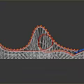Architectural Design of Curved Roller Coaster Structure With Metal Frame Red Blue Track Sections Smooth Curves And Dynamic Elements