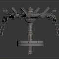 Futuristic Sci Fi Platform Structure With Extended Sections Central Dome And Support Pillars