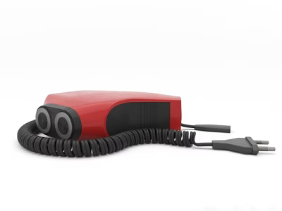 Red Household Appliance With Black Coiled Cable And Compact Design For Practical Daily Use 3d model