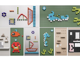 Modern Children Lego Building Blocks Wall Hole Board Combination Creative Children's Toy Building Blocks Wall Toys Wall Hole Board Notes Wall Hole Board Mold Wall 3d model