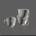 Simple White Ceramic Tableware Set With Three Stacked And Single Mugs
