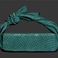 Elegant Green Checkered Fabric Wrap With Knotted Bow On Reflective Surface 3d model