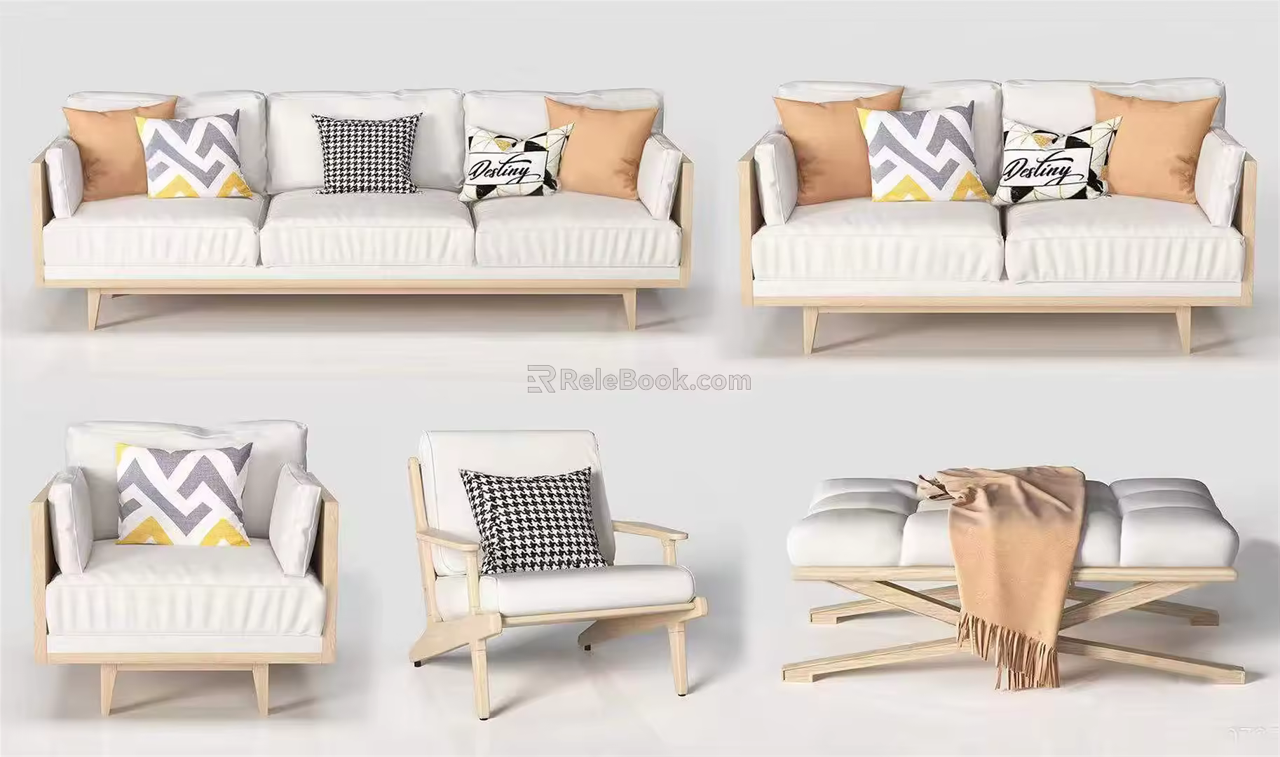 Nordic Combination Sofa Multiplayer Sofa 3d model