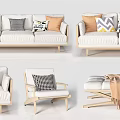 Nordic Combination Sofa Multiplayer Sofa 3d model