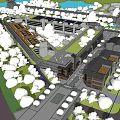 Scenic Commercial Street With Modern Architecture Traditional Elements River And Green Spaces