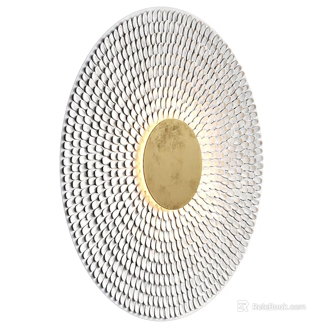 Modern Decorative Wall Lamp With Silver Radiant Circular Accents And Gold Center 3d model 