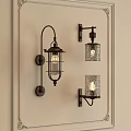 Vintage Indoor Wall Lamps With Metal Brackets And Textured Glass Shades