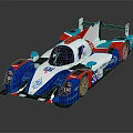 Sleek Blue White Red Racing Car With Aerodynamic Body And Number 37 Design