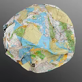 Decorative Ornament Set Made Of Collaged Map Fragments In Sphere Shape