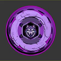 Glowing Purple Spinning Top With Wolf Head Center And Metallic Ring Structure