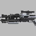 Modern Military Style Tactical Rifle with Scope Grip and Black White Design