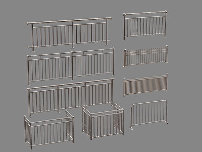 Modern stainless steel railing 3d model