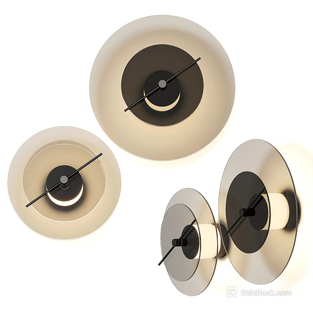 Modern Wall Lights With Circular Glass Shades And Black Metal Accents For Home Lighting 3d model 