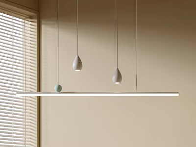 Modern Pendant Light With Hanging Design In Interior Featuring Window Blinds 3d model