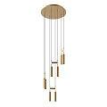 Modern Gold Pendant Light with Double Cylinder Design and Black Hanging Cords