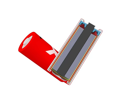 Red Lithium Battery With Internal Cell And Red Outer Casing For Electronic Devices 3d model