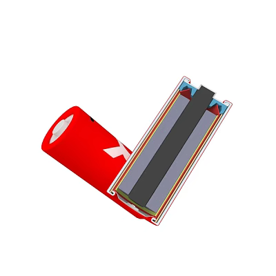 Red Lithium Battery With Internal Cell And Red Outer Casing For Electronic Devices 3d model