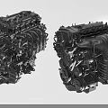 Detailed 3D Model of Engine Showcasing Mechanical Structure and Key Components