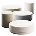 Set Of Modern Round Fabric Stools In Neutral Tones For Minimalist Spaces