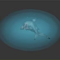 Blue Shark Themed 3D Digital Art Wall Decor With Glowing Dots And Gray Background