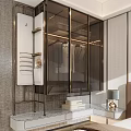 Modern Wardrobe Interior Design With Glass Doors Metal Frame And Storage Shelves